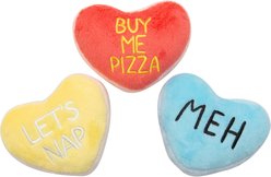 Snugarooz Candy Hearts Squeaky Dog Plush Toy, Multicolor, 3 count