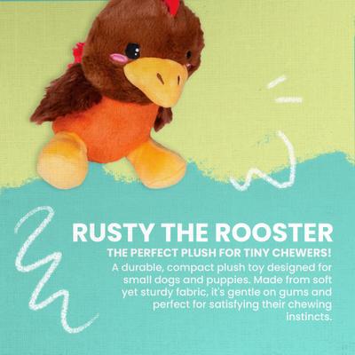 Show full view: Snugarooz Rusty the Rooster Squeaky Dog Plush Toy, Brown slide 4 of 7