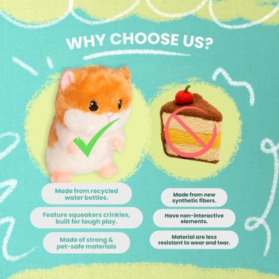 Show full view: Snugarooz Hannah's Hampster Squeaky Dog Plush Toy, Brown slide 6 of 7