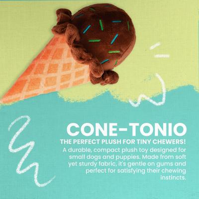Show full view: Snugarooz Cone-Tonio Squeaky Dog Plush Toy, Brown slide 2 of 5