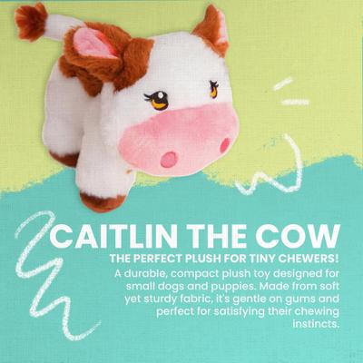 Show full view: Snugarooz Caitlin the Cow Squeaky Dog Plush Toy, White slide 4 of 7