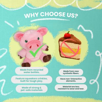 Show full view: Snugarooz Phat Pig Squeaky Dog Plush Toy, Pink slide 7 of 8