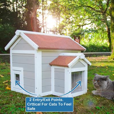 Show full view: FunXplore Outdoor Cat House with Openable Roof, Grey slide 3 of 7