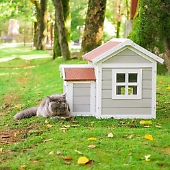 FunXplore Outdoor Cat House with Openable Roof, Grey slide 2 of 7