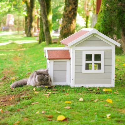 Show full view: FunXplore Outdoor Cat House with Openable Roof, Grey slide 7 of 7