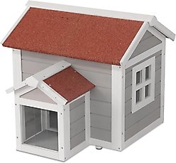 FunXplore Outdoor Cat House with Openable Roof, Grey