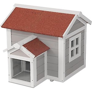 FunXplore Outdoor Cat House with Openable Roof, Grey
