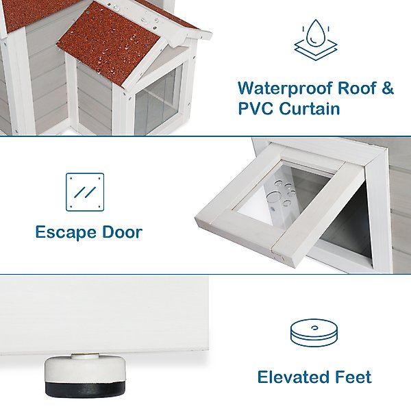Show full view: FunXplore Outdoor Cat House with Openable Roof, Grey slide 2 of 7