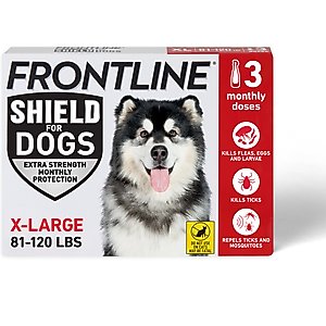 Frontline Shield Flea & Tick Treatment for Extra Large Dogs, 81 - 120 lbs, 3 doses (3-Month Protection)