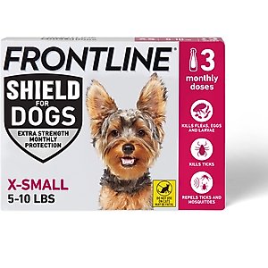 Frontline Shield Flea & Tick Treatment for Extra Small Dogs, 5 - 10 lbs, 3 doses (3-Month Protection)
