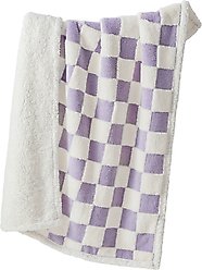 Lesure Waterproof Calming Double-Sided Jacquard Shag & Soft Sherpa Fleece Furniture Protector Dog & Cat Blanket, Purple, Small