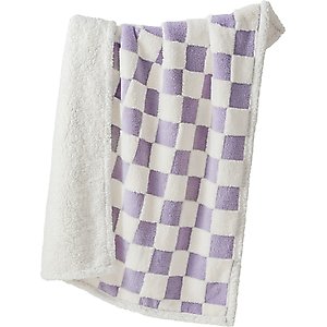 Lesure Waterproof Calming Double-Sided Jacquard Shag & Soft Sherpa Fleece Furniture Protector Dog & Cat Blanket, Purple, Small