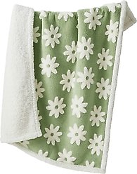 Lesure Waterproof Calming Double-Sided Jacquard Shag & Soft Sherpa Fleece Furniture Protector Dog & Cat Blanket, Green, Small