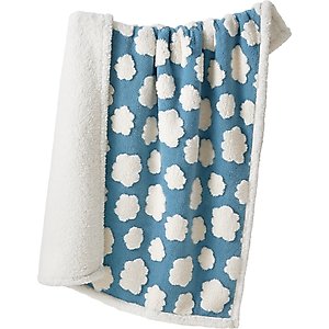 Lesure Waterproof Calming Double-Sided Jacquard Shag & Soft Sherpa Fleece Furniture Protector Dog & Cat Blanket, Blue, Small