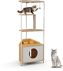 Yafylly 58-in Cat Tree & Condo with Feeding Station