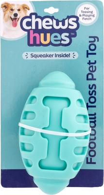 Show full view: Chews Hues Football Squeaker TPR Dog Toy, Turquoise slide 7 of 7