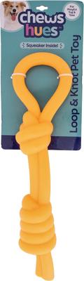 Show full view: Chews Hues Loop & Knot Squeaker TPR Dog Toy, Yellow slide 7 of 7