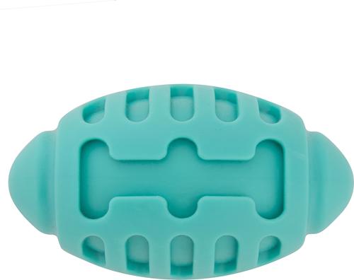 Show full view: Chews Hues Football Squeaker TPR Dog Toy, Turquoise slide 4 of 7