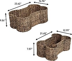 THE LICKER STORE Digby Bone-Shaped Large Hand Woven Water Hyacinth Dog Toy Organizer Baskets, Brown, 2 count slide 2 of 8
