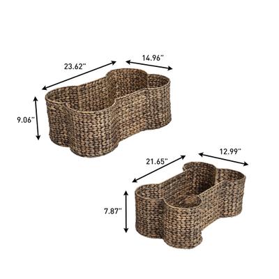 Show full view: THE LICKER STORE Digby Bone-Shaped Large Hand Woven Water Hyacinth Dog Toy Organizer Baskets, Brown, 2 count slide 4 of 8