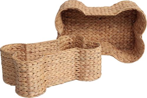 Show full view: THE LICKER STORE Digby Bone-Shaped Large Hand Woven Water Hyacinth Dog Toy Organizer Baskets, Natural, 2 count slide 8 of 8