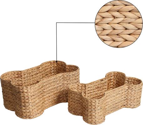Show full view: THE LICKER STORE Digby Bone-Shaped Large Hand Woven Water Hyacinth Dog Toy Organizer Baskets, Natural, 2 count slide 5 of 8