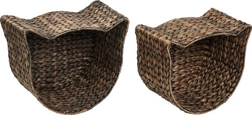 Show full view: THE LICKER STORE Felix Cat-Shaped Hand Woven Water Hyacinth Cat Toy Organizer Baskets, Brown, 2 count slide 7 of 7
