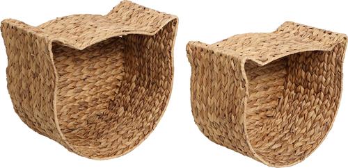 Show full view: THE LICKER STORE Felix Cat-Shaped Hand Woven Water Hyacinth Cat Toy Organizer Baskets, Natural, 2 count slide 8 of 8