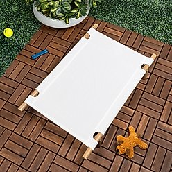 THE LICKER STORE Chester 32-in Modern Minimalist Wood Frame Elevated Outdoor Dog Bed, Snow/Light Teak slide 2 of 7