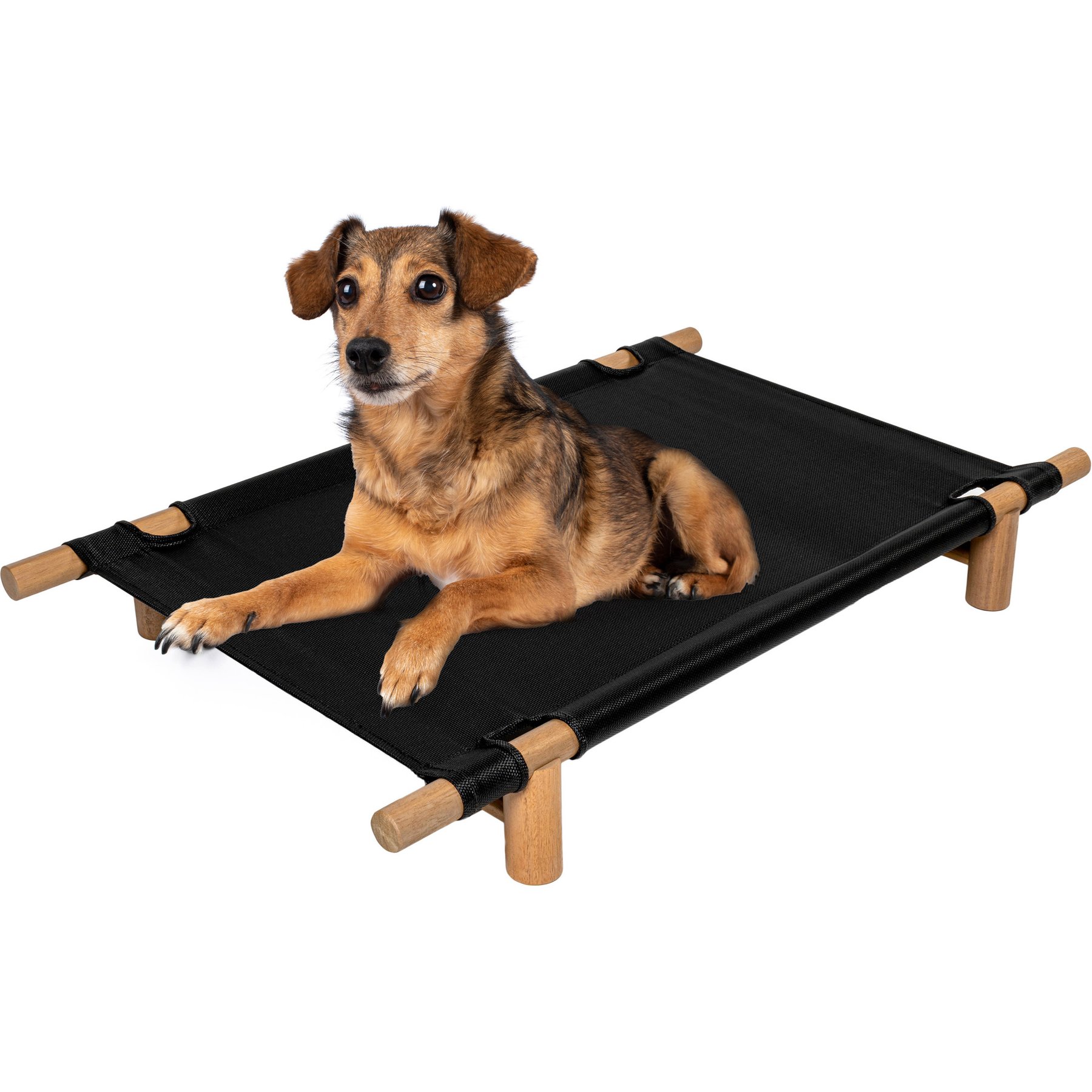 THE LICKER STORE Chester 32-in Modern Minimalist Wood Frame Elevated Outdoor Dog Bed, Ink/Light Teak