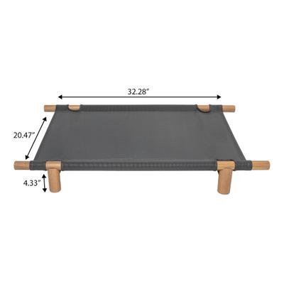Show full view: THE LICKER STORE Chester 32-in Modern Minimalist Wood Frame Elevated Outdoor Dog Bed, Graphite/Light Teak slide 4 of 7