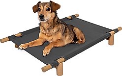 THE LICKER STORE Chester 32-in Modern Minimalist Wood Frame Elevated Outdoor Dog Bed, Graphite/Light Teak