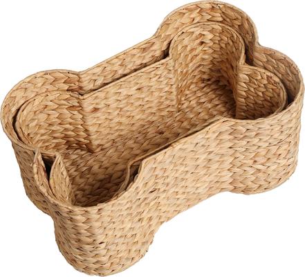 Show full view: THE LICKER STORE Digby Bone-Shaped Large Hand Woven Water Hyacinth Dog Toy Organizer Baskets, Natural, 2 count slide 7 of 8