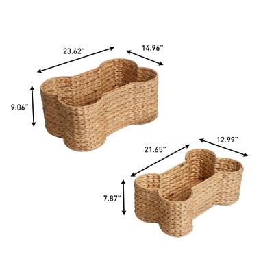 Show full view: THE LICKER STORE Digby Bone-Shaped Large Hand Woven Water Hyacinth Dog Toy Organizer Baskets, Natural, 2 count slide 4 of 8