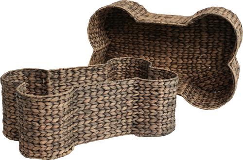 Show full view: THE LICKER STORE Digby Bone-Shaped Large Hand Woven Water Hyacinth Dog Toy Organizer Baskets, Brown, 2 count slide 8 of 8