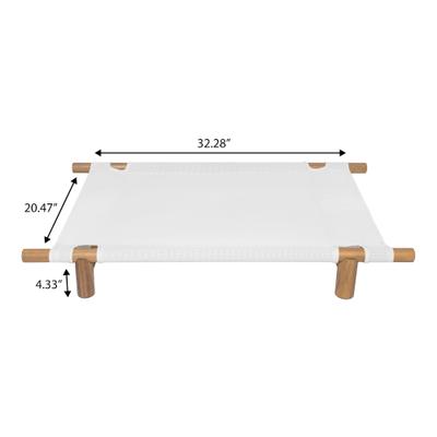 Show full view: THE LICKER STORE Chester 32-in Modern Minimalist Wood Frame Elevated Outdoor Dog Bed, Snow/Light Teak slide 4 of 7