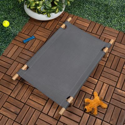 Show full view: THE LICKER STORE Chester 32-in Modern Minimalist Wood Frame Elevated Outdoor Dog Bed, Graphite/Light Teak slide 6 of 7