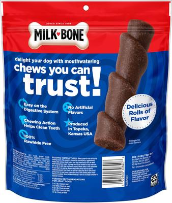 Show full view: Milk-Bone Flavor Rolls Beefy Cheesy, Yes Please-y! Rawhide Free with Beef Dog Chew Treats, 5 count slide 4 of 10