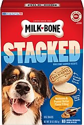 Milk-Bone Stacked Biscuits Molasses & Peanut Butter Flavor Dog Treats, 30-oz box