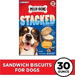 Milk-Bone Stacked Biscuits Molasses & Peanut Butter Flavor Dog Treats, 30-oz box slide 2 of 9