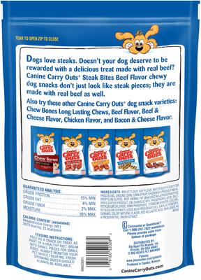Show full view: Canine Carry Outs Steak Bites Beef Flavor Dog Treats, 22.5-oz bag, case of 4 slide 4 of 9