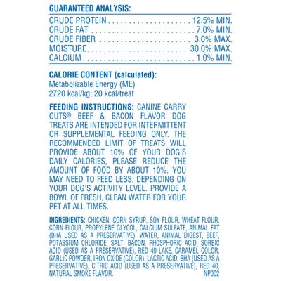 Show full view: Canine Carry Outs Beef & Bacon Flavor Dog Treats, 22.5-oz bag slide 6 of 8