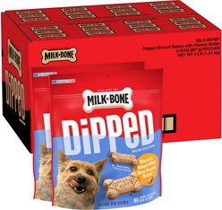 Milk-Bone Dipped Biscuits Baked with Real Peanut Butter Dog Treats, 32-oz bag, case of 2