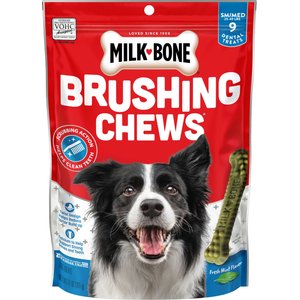 Milk-Bone Fresh Breath Brushing Chews Small/Medium Mint Flavor Daily Dental Dog Treats, 9 count