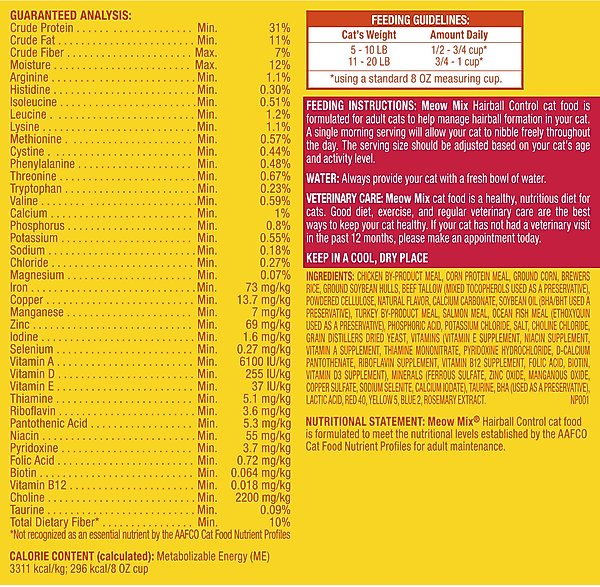 Meow Mix Hairball Control Dry Cat Food