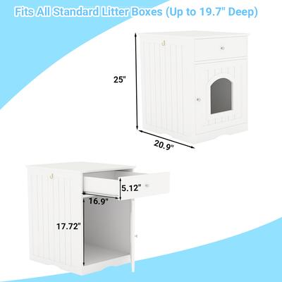 Show full view: Yafylly Furniture Style Nightstand Cabinet Hidden Cat Litter Box, White, Medium slide 4 of 8