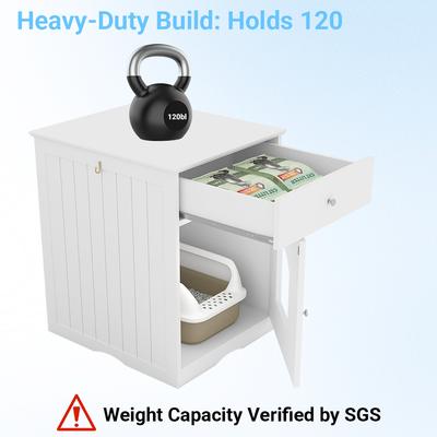 Show full view: Yafylly Furniture Style Nightstand Cabinet Hidden Cat Litter Box, White, Medium slide 6 of 8