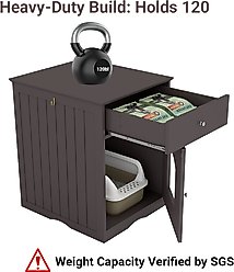 Yafylly Furniture Style Nightstand Cabinet Hidden Cat Litter Box, Brown, Medium slide 2 of 8