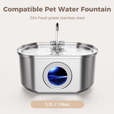 Show full view: Neareal Stainless Steel Cat Water Fountain Replacement Filters & Pre-Filter Sponges, 12 count slide 2 of 9