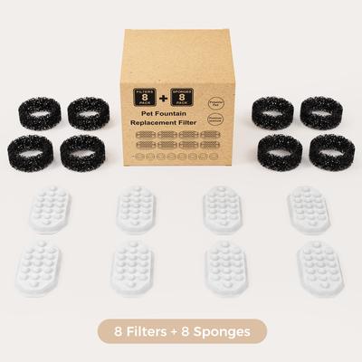 Show full view: Neareal Stainless Steel Cat Water Fountain Replacement Filters & Pre-Filter Sponges, 8 count slide 9 of 9